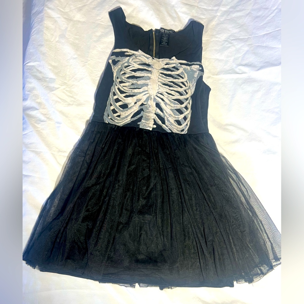 Hot Topic Black and White Skeleton Mini Dress